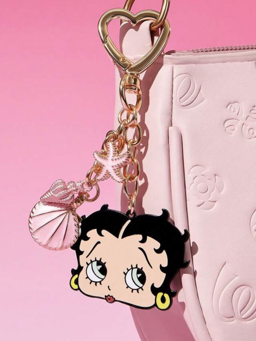NEW Betty Boop Pink Heart Keychain/Bag Charm